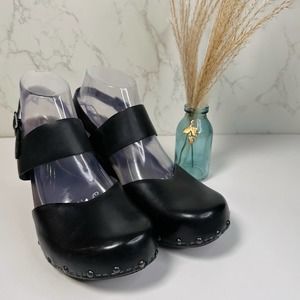 Dansko, Thea Black on Black Cut-Out Heel Slingback, Women's 41